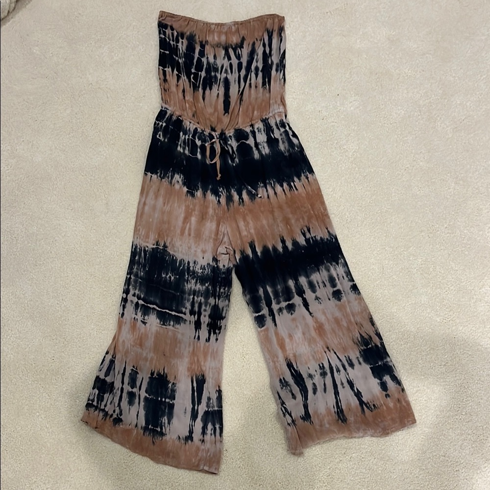 Planet Blue/Blue Life Tie-Dye Strapless Jumpsuit